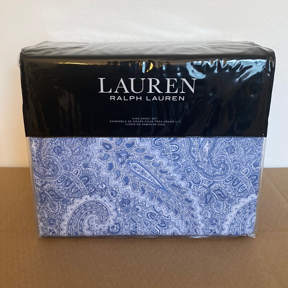 Ralph Lauren king sheet set flannel Bantry paisley 100% cotton